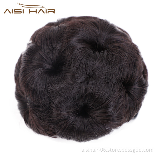 Aisi Hair Nine Flowers Black Chignon Heat Resistant Synthetic Fiber Plastic Comb Hair Extension Curly Claw On Hair Bun For Women